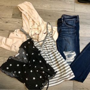 Bundle: 2 tops, hoodie and jeans.